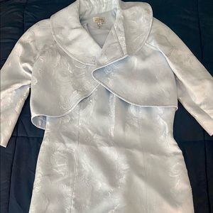 Tahari Silk Blue Dress Suit
